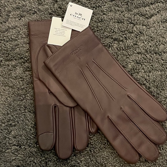 Coach Mens Leather Gloves - Picture 1 of 7